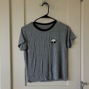 Brandy Melville Gray crop top with alien patch